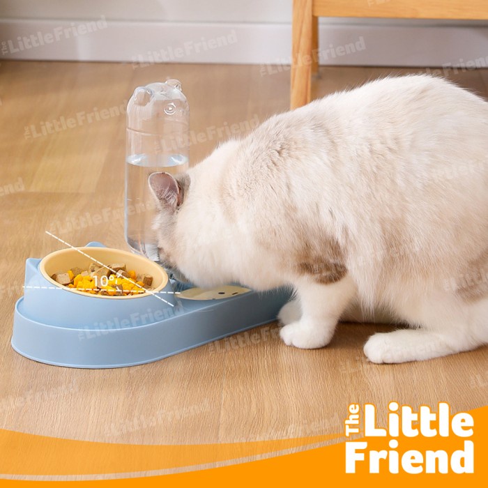 Tempat Makan Minum Hewan Anjing Kucing Double Bowl Dispenser Otomatis