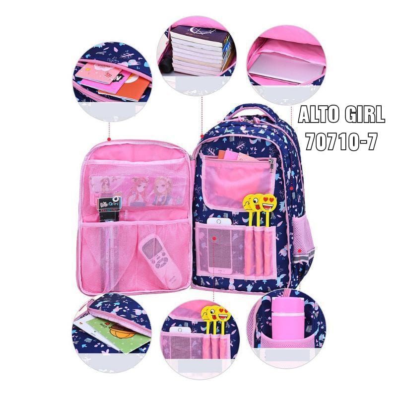 Tas ransel anak Perempuan silver girl motif polkadot