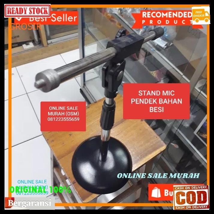 Stand Mic Standing Mik Besi Kaki Bulat Pendek Ge108 Original Universal