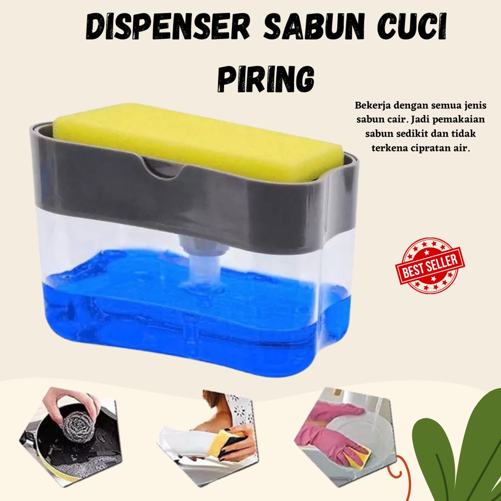 BEST SELLER!! DISPENSER SABUN CUCI PIRING SPONGE HOLDER [GRATIS SPONS] CUCI PIRING 2IN1