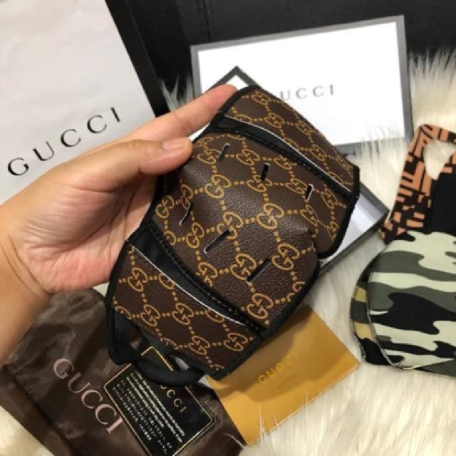 MASKER GUCC COKLAT KAIN HITAM BOX