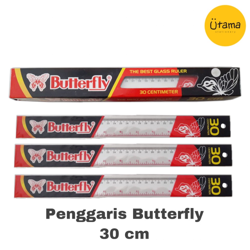 

Penggaris Butterfly 30cm /Ruler 30 cm/Bening/Transparan