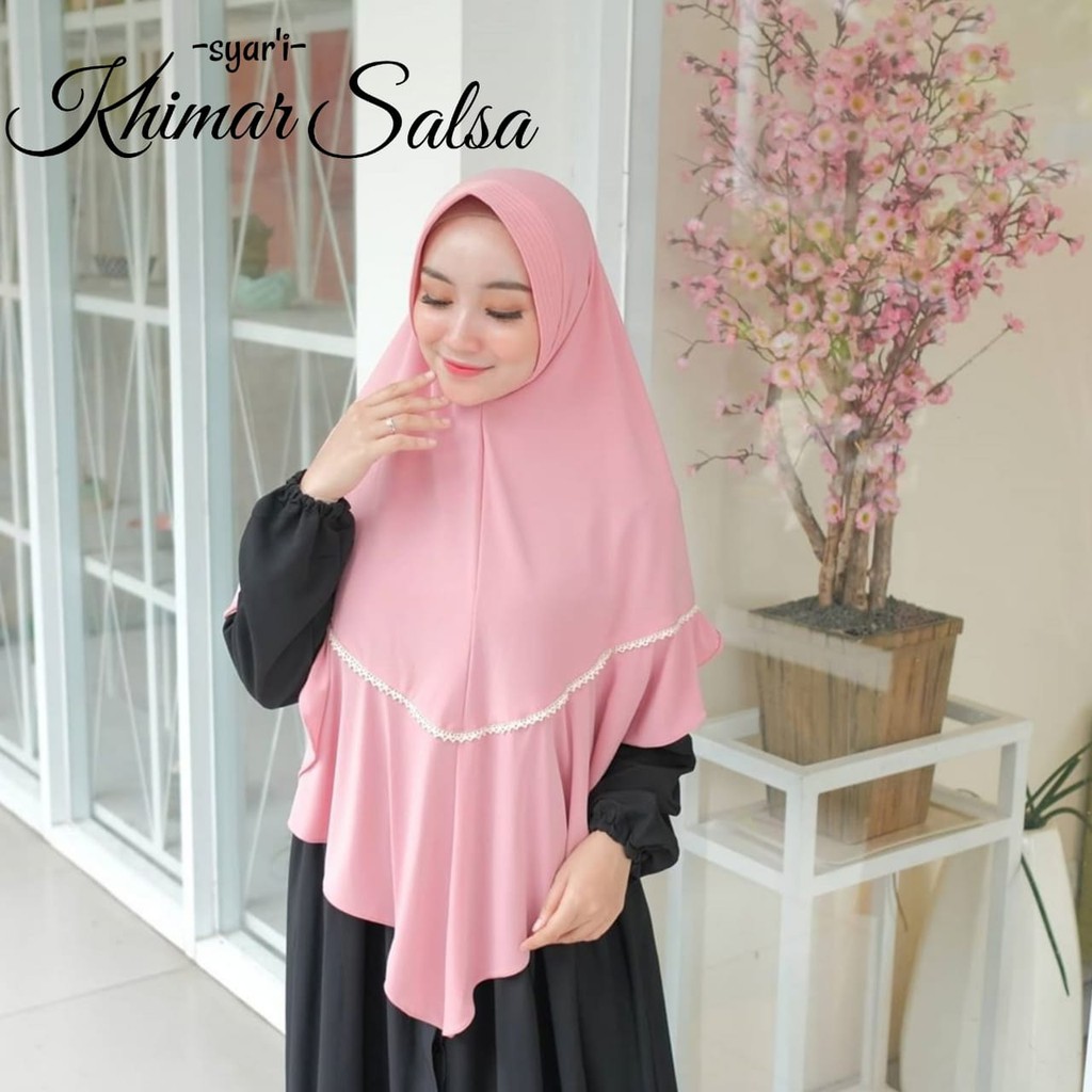 HIJAB / JILBAB KHIMAR SYAR'I RENDA JUMBO -KHIMAR SALSA-BEST SELLER -BAHAN STELA HALUS NYAMAN DIPAKAI