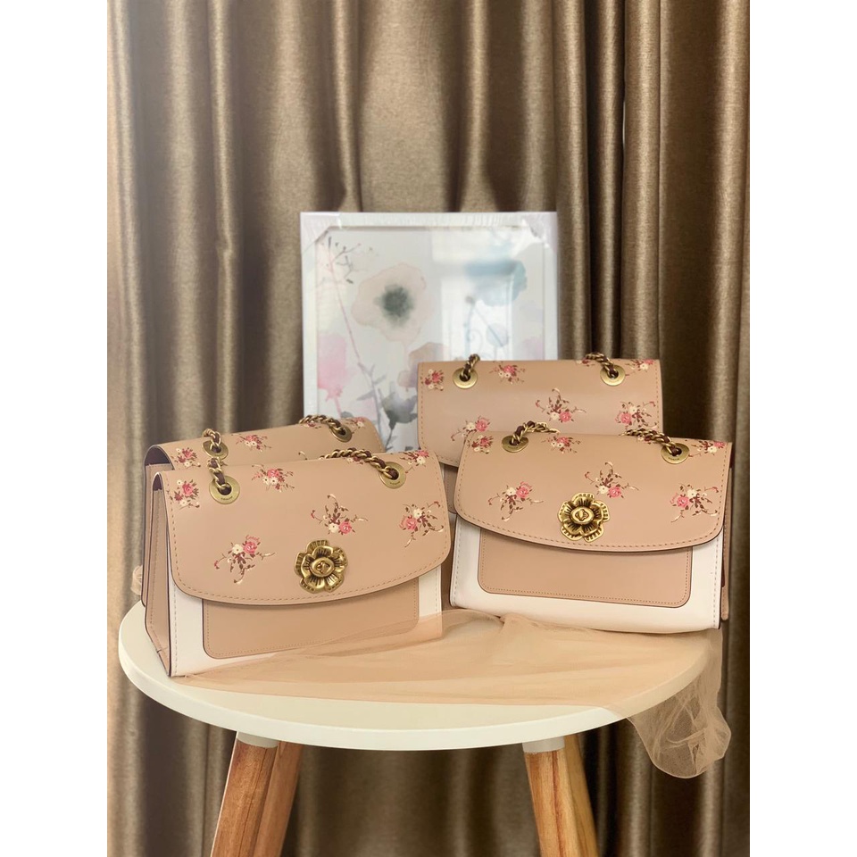 Tas Coach Parker 27 Floral Print leather Blocking New Original