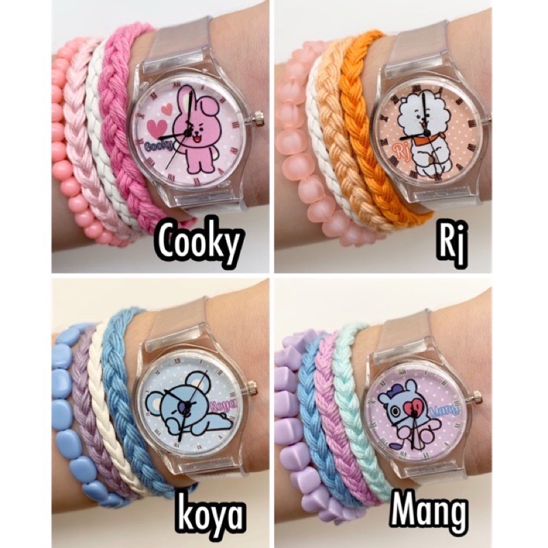JAM TANGAN BT21 ANAK FREE BOX GIFT ARMY BTS BANGTAN KOYA RJ SHOOKY MANG CHIMMY TATA COOKY HADIAH