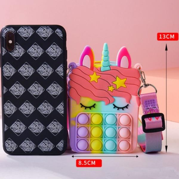 ➹ Pop It Wallet Unicorn Cross Bag - Tas Anak Pop It Mini Sling Bag ▼