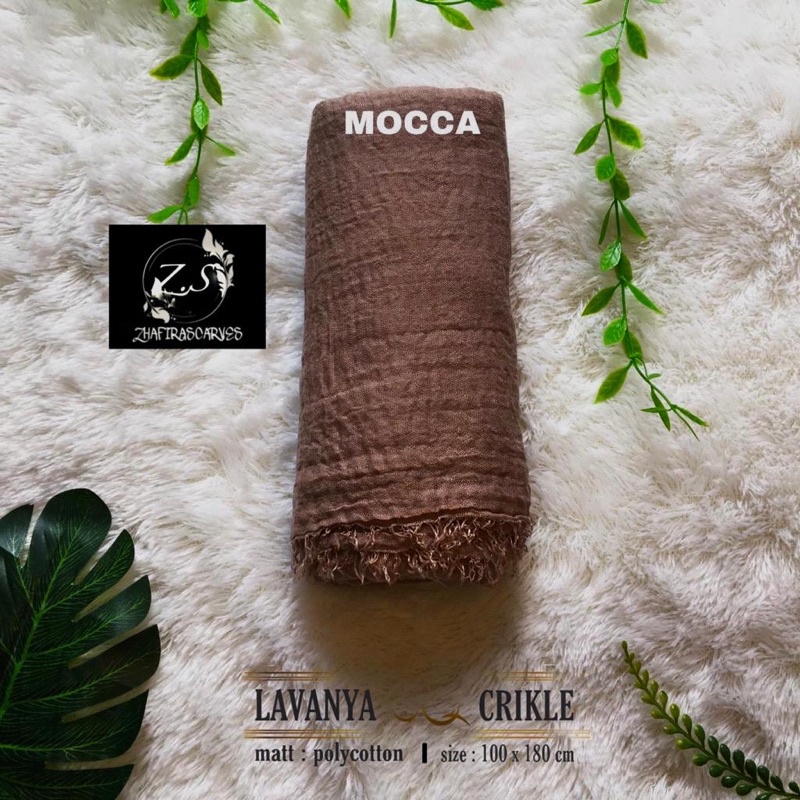 HIJAB Best Seller PASHMINA CRINKLE / CRINCLE - PASHMINA CUTTON CRINKLE / NEGRO / KUSUT-Mocca