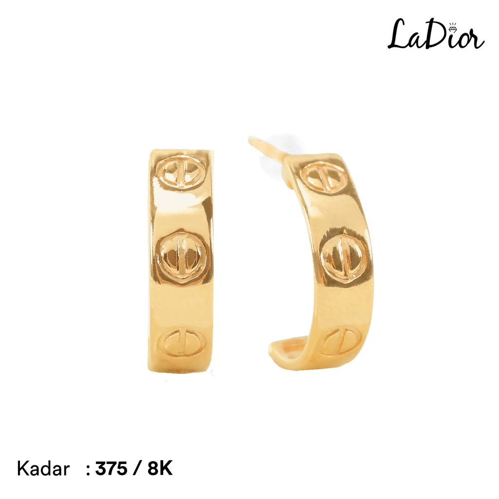 LADIOR - Anting Tusuk Emas Asli Kadar 375 Model Kartier - 036 - 8K - Yellow Gold