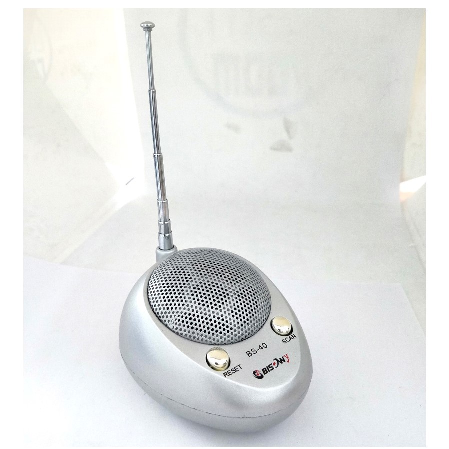 Radio Mini FM Auto Scan Portable Radio BS40 Warna Silver Free Baterai