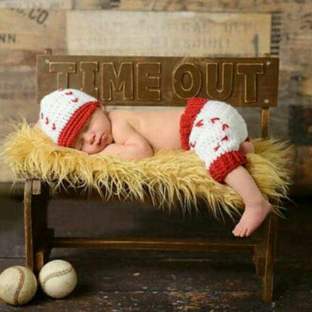 Kostum rajut foto bayi/import #base ball (2)