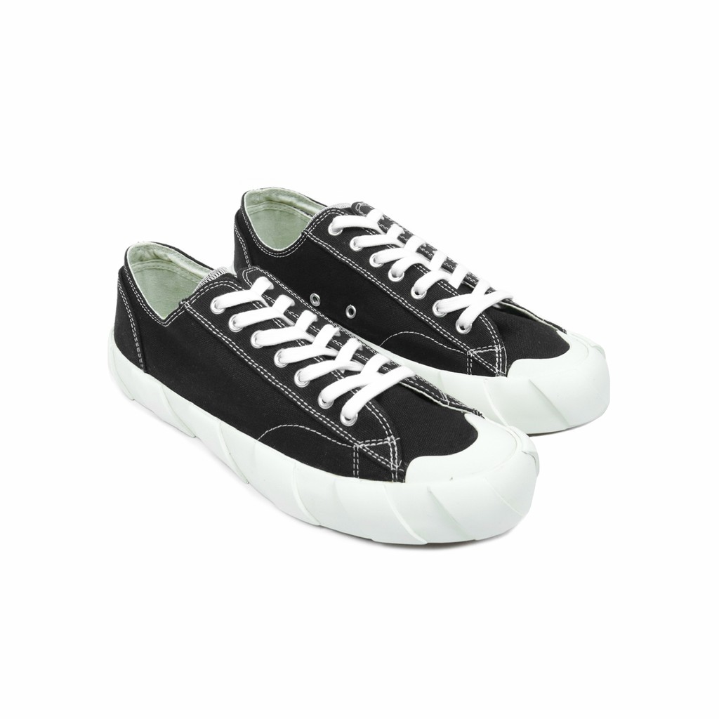 RAFHEOO FOOTWEAR - Low Canvas Grid Black White - Sepatu Lokal