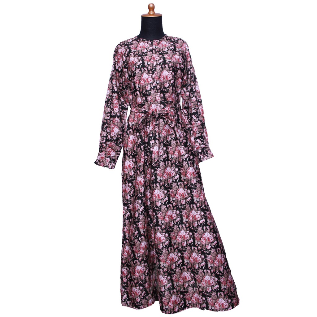 El Hurriyah Gamis Katun  Rose Hitam