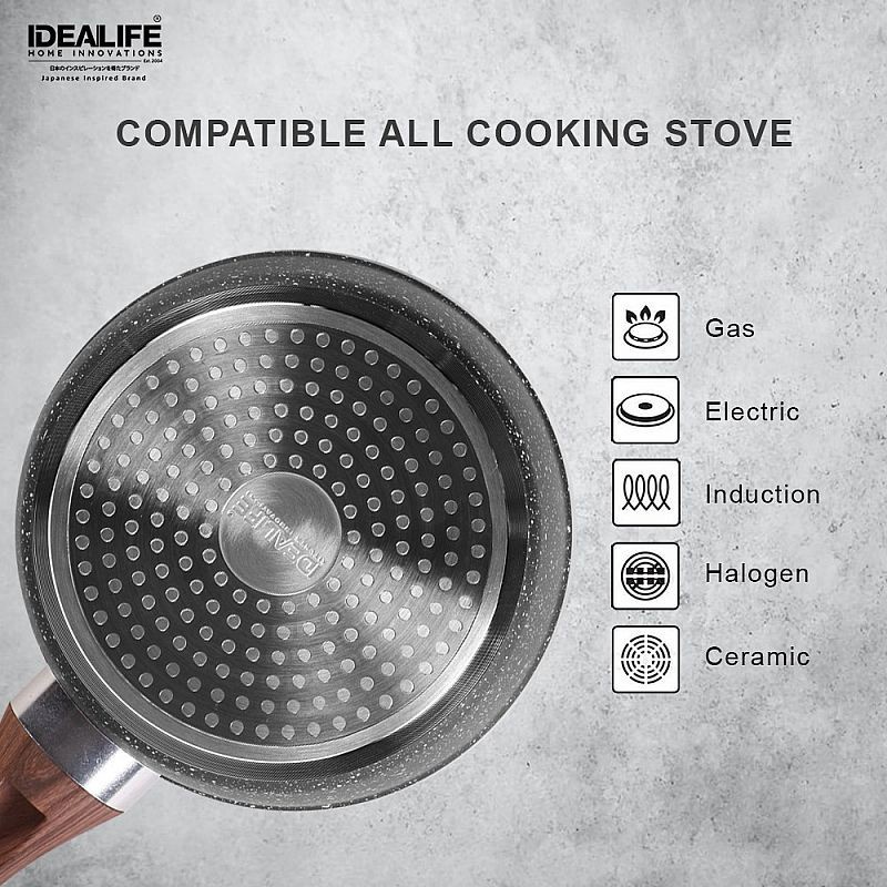 IDEALIFE Saucepan Cookware - Panci Saus Serbaguna dengan Tutup Kaca