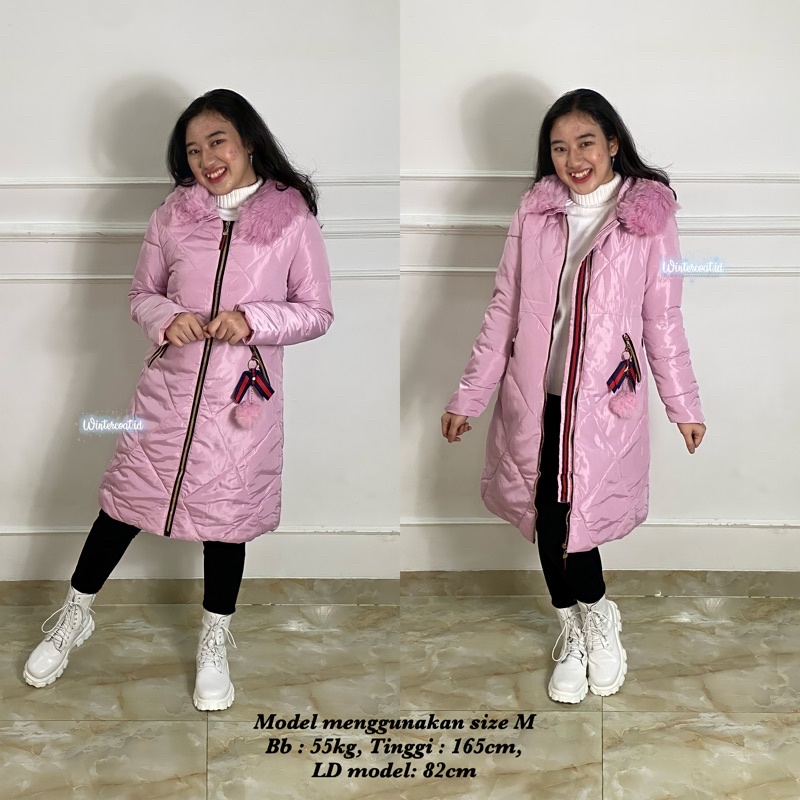 READY INDONESIA winter long coat mantel jaket tebal hangat wanita cewek hitam bulu import Lorraine