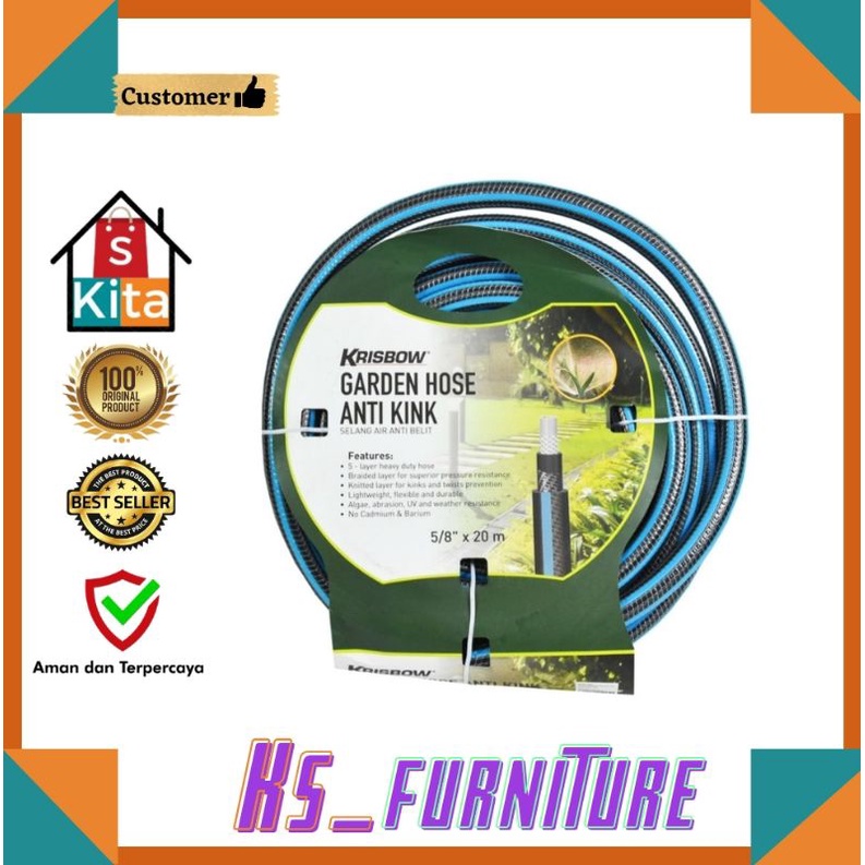 Krisbow Selang air 5/8 x 20 Meter Selang taman anti belit selang kebun