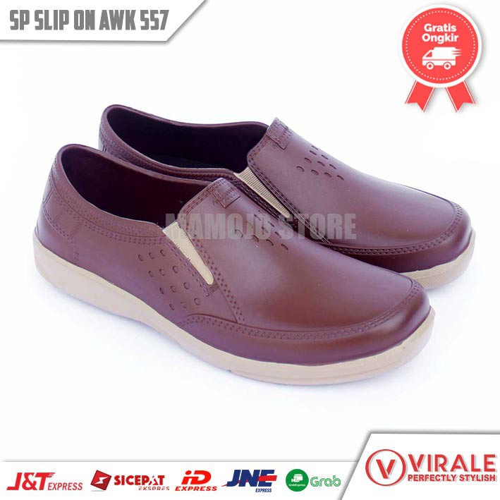 OBRAL Sepatu Slip On Pria Full Karet - Slip on Pria Karet – Sepatu Elastis- Sepatu Slop Pria AWK 557