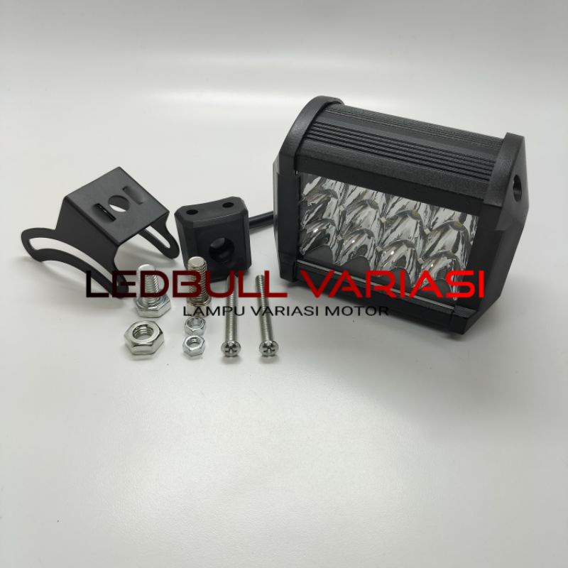 Lampu tembak 12 led 2warna lampu sorot cwl 2mata cree offroad 3 susun