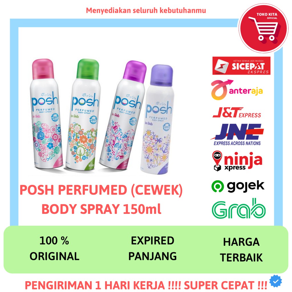 PARFUM POSH PERFUMED BODY SPRAY 150 ML POSH SUMMER LOVE WISHES BLAZE PINK LOVE SONG POSH WANITA CEWE