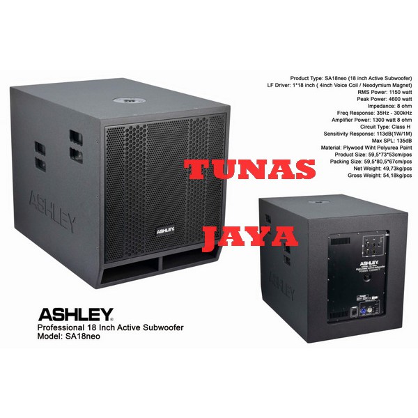 Subwoofer Aktif Ashley 18 INCH  SA18NEO ORIGINAL ashley sa 18neo sa18 neo GARANSI RESMI ASHLEY