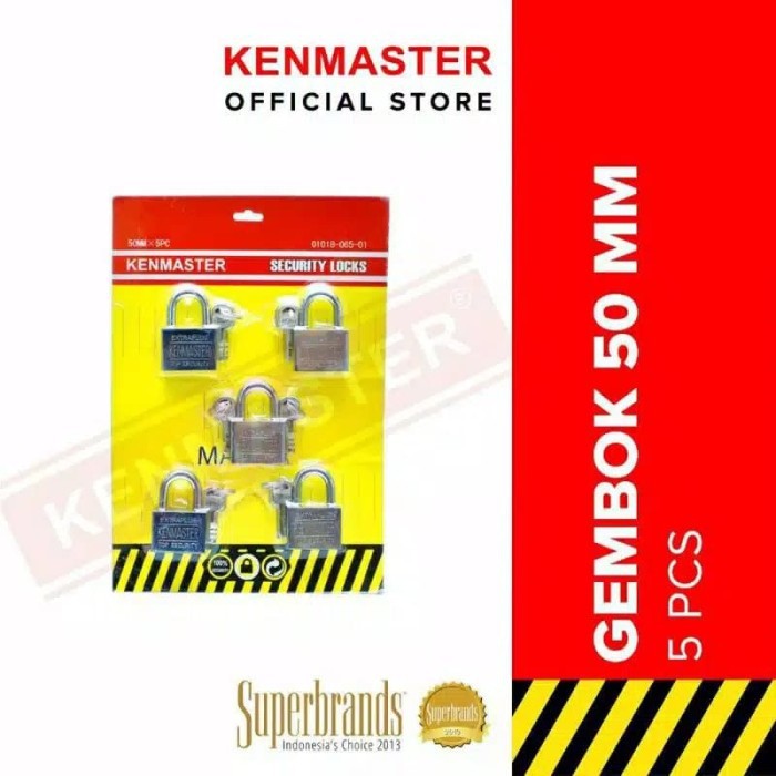 Kenmaster , UK.50mm Set 5 pcs . Gembok, Kunci Gembok, Master Key