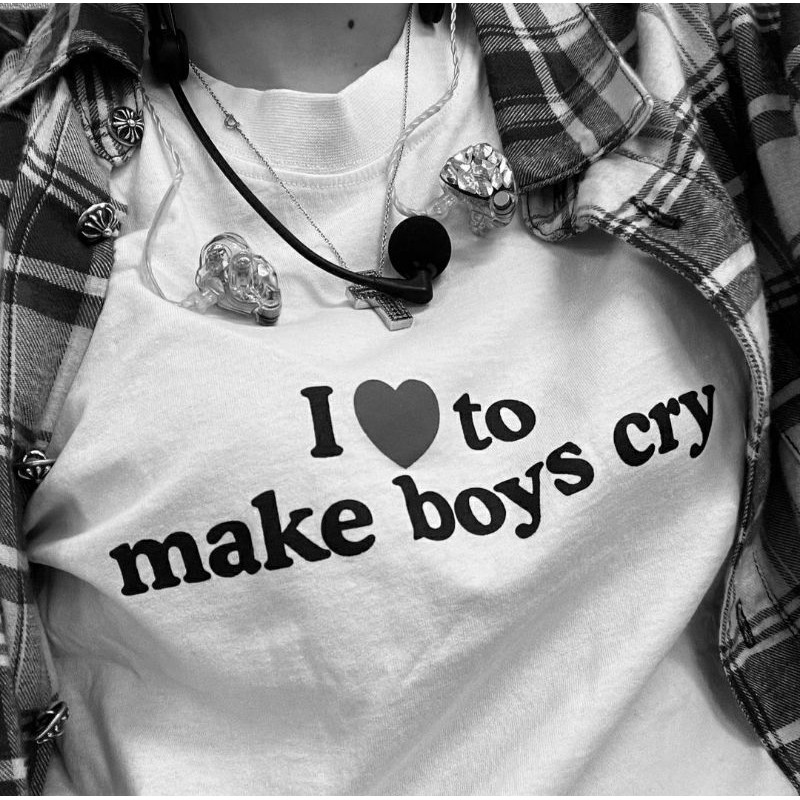 KAOS I LOVE TO make BOYS cry blacKPINK LISA BAJU KATUN COMBED 30S