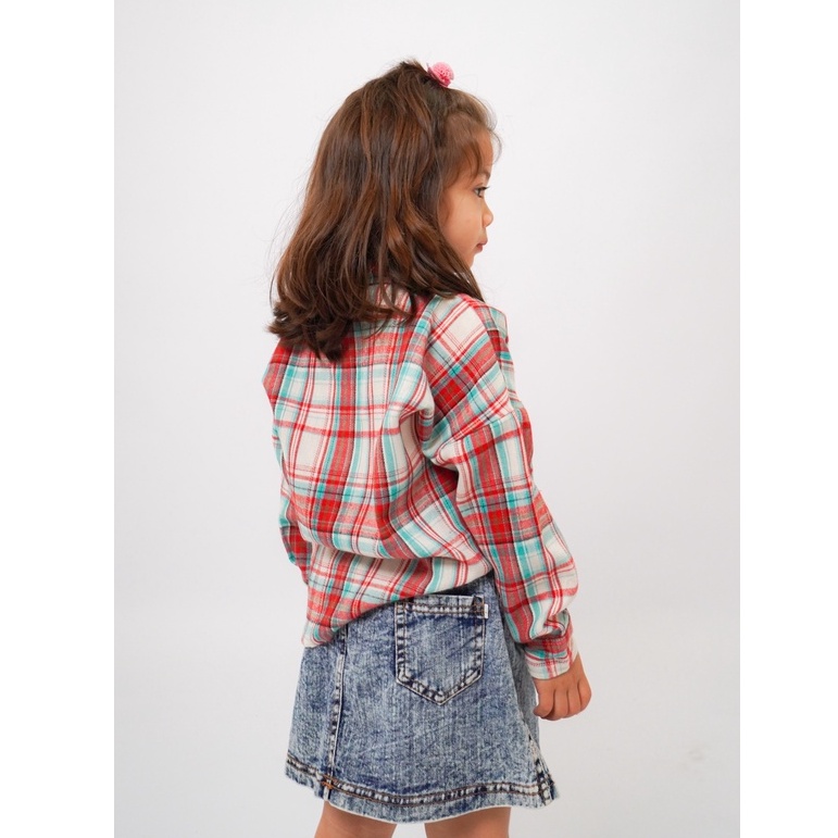 Yobebee Kemeja Flanel Anak Tangan Panjang Usia 2 3 4 6 8 Tahun Baju Atasan Kids Motif Kotak Shirt Katun Model Casual Santai