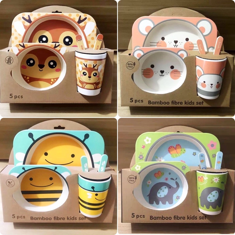 Bamboo Fibre Eating Set/ Piring Makan Anak/ Meal Set Anak/ Piring Lucu Anak/ Perlengkapan Makan Anak