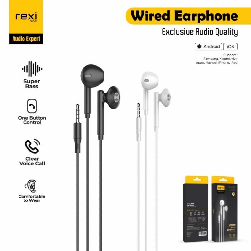 HEADSET REXI WIRED AS03-K SUPER BASS EARPHONE