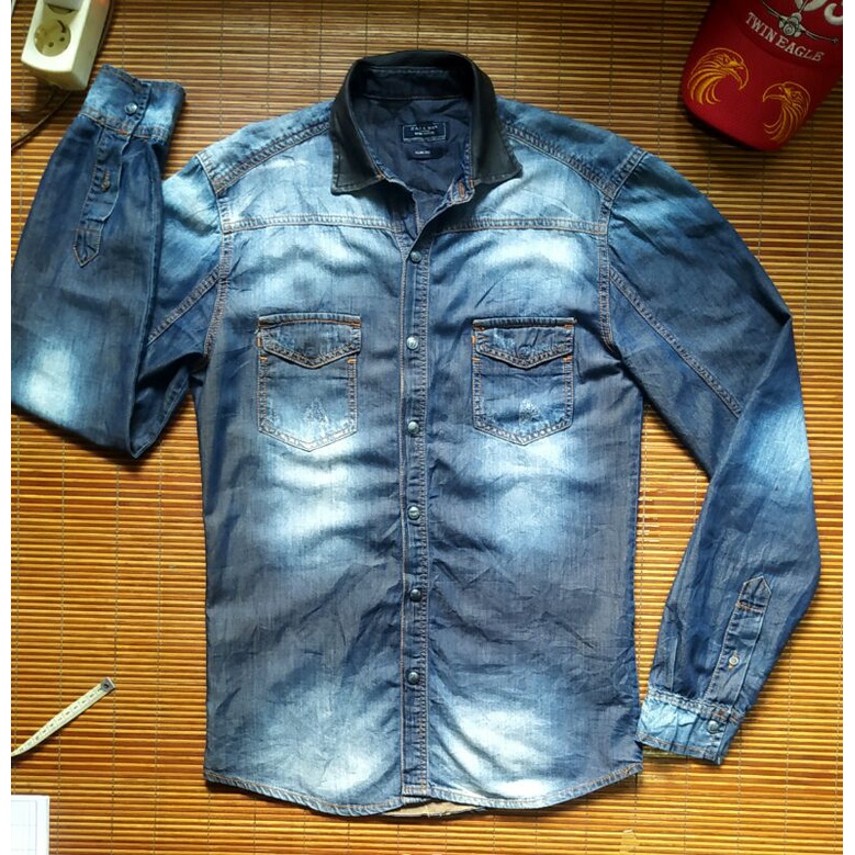 baju kemeja Zara Man Denim Couture slim fit ripped