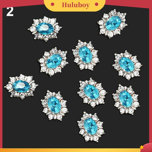 Huluboy Huluboy♡ 10pcs / Set Stiker Nail Art Desain Bunga Bahan Alloy Hias Kristal Berlian Imitasi Untuk Wanita