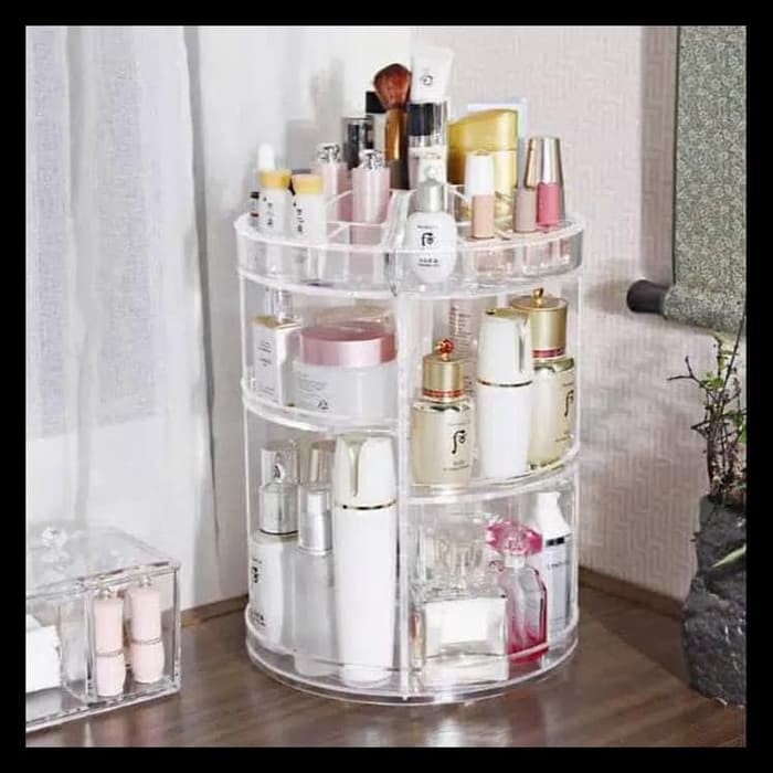 Rak Kosmetik Akrilik Putar / Cosmetic Organizer Display Acrylic Murah | Bening