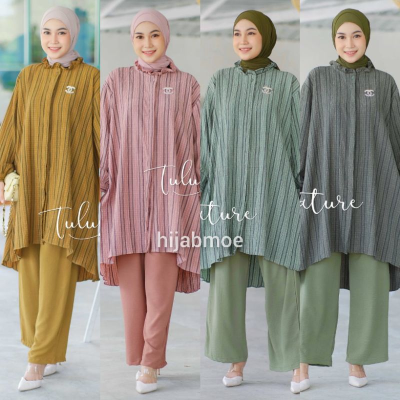 Tulus Signature Labela Set / One Set Wanita Jumbo Crey Crinkle Motif Tunik LD 130 Busui Ori Berlabel