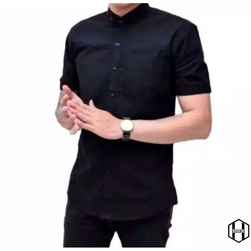 KEMEJA PRIA BOYI TOP MAN LENGAN PANJANG PENDEK KASUAL FORMAL KERJA KANTOR POLOS PUTIH HITAM WHITE