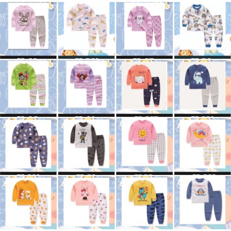 BAJU PAKAIAN STELAN ANAK DAN BAYI PANJANG IMPORT CEWEK COWOK HALUS ADEM MURAH LUCU 6 BULAN 1 TAHUN