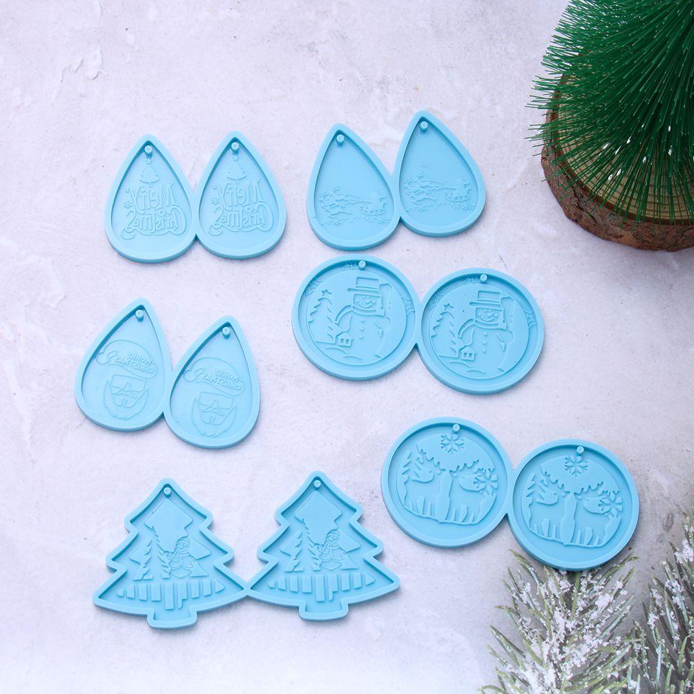 R-flower Chiristmas Earring Cetakan Menjuntai Handmade Santa Claus Merry Chiristmas Jewelry Making Tools Cetakan Silikon Resin