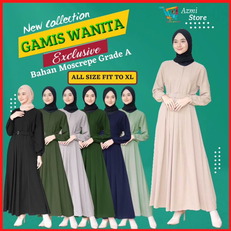 Baju Gamis Remaja Wanita Syar'i Syari Terbaru 2022 Polos Nibras Elegan Casual Simpel Simple Nidia Dr