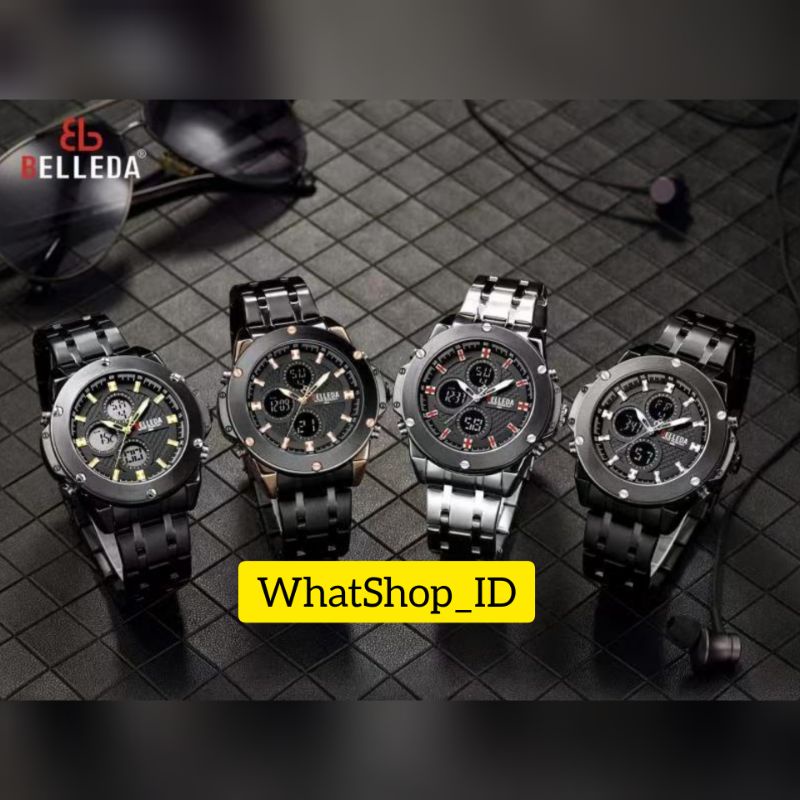 WhatShop_ID JAM TANGAN BELLEDA 9021 RANTAI ORIGINAL PRIA ANALOG DAN DIGITAL