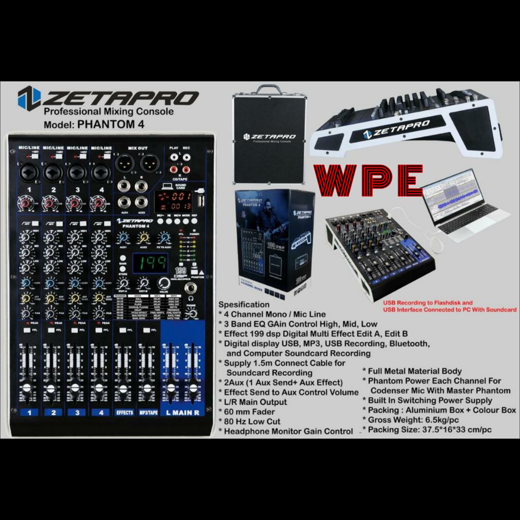 mixer audio zetapro phantom 4 original 4 channel