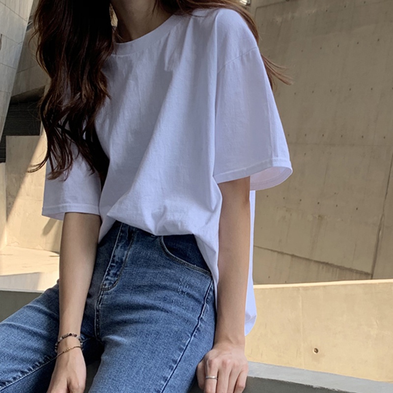 Kaos Putih Lengan Pendek Wanita T-shirt Korean Style Atasan Oversize