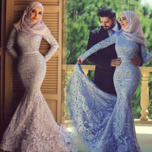 Gaun pengantin Muslimah   gaun perniakhan   baru  include  kerudung  wedding dress  simple