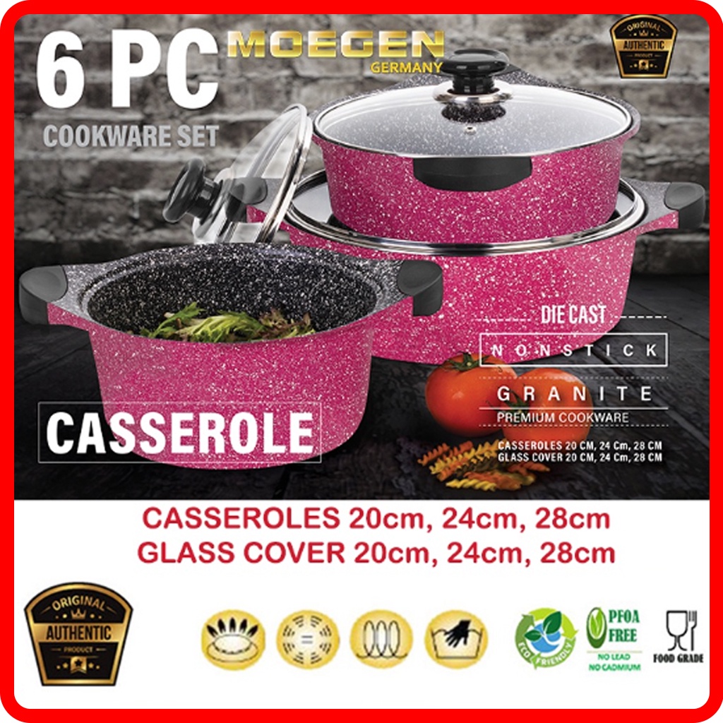 MOEGEN Germany Casserole Set / Moegen 6 Pcs Casserole Pot Granite Series Anti Lengket Original / Pan