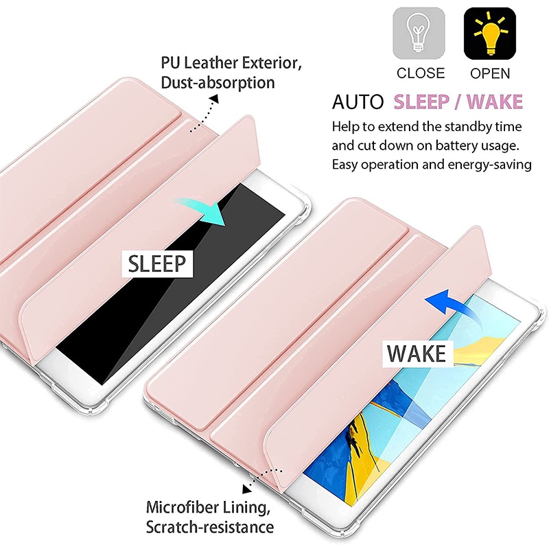 Case iPad Air5 Air4 iPad Case Air3 Air2 Air1 9.7 Smart Cover Pencil Holder iPad 5th 6th Generation Pencil Case Auto Wake Sleep Magnetic Shell for iPad 7th 8th 9th Case Cover with Sticker