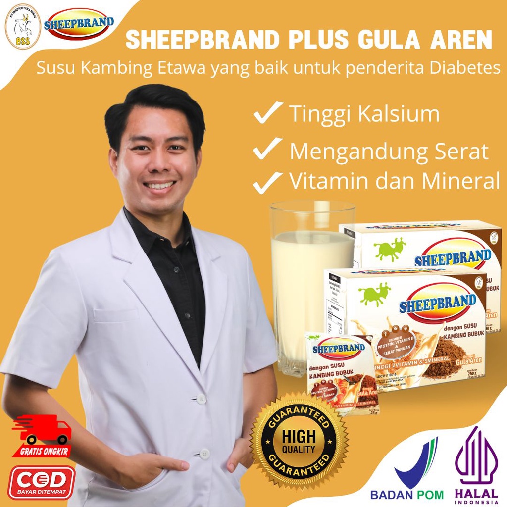 Jual Susu Etawa SHEEPBRAND Plus Gula Aren, Susu Kambing Bubuk Gula Aren ...