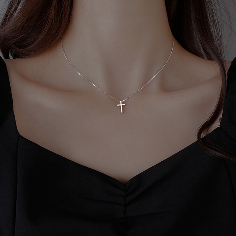 Cross Pendant Simple 925 Sterling Silver Clavicle Chain Fresh Wild Temperament Personality Female Necklace