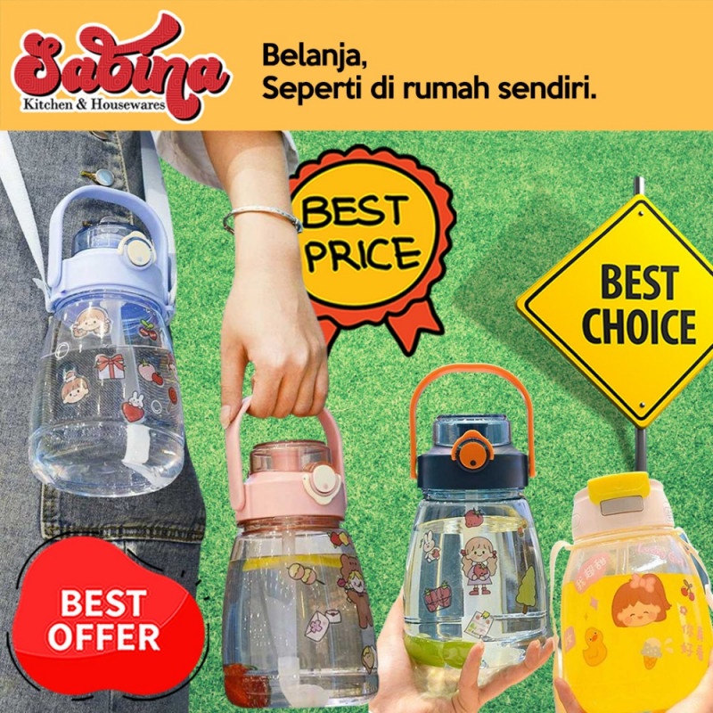 Botol Minum Anak BPA Free Model Lucu Unik dengan Sedotan 1300ML