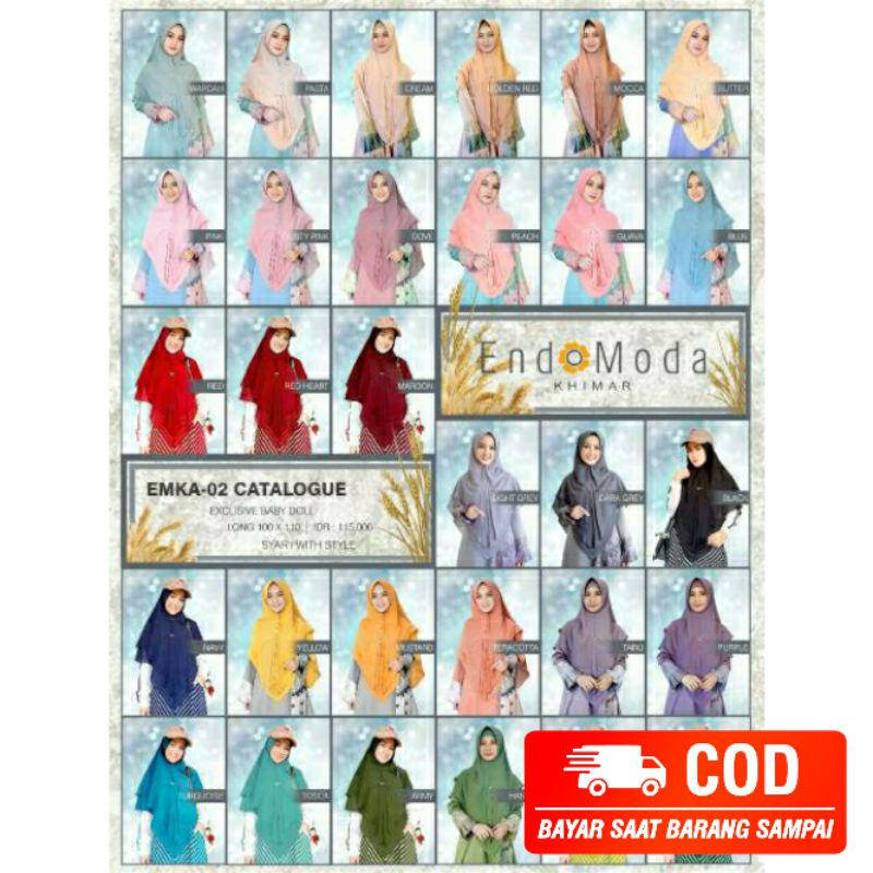 HIJAB INSTAN KHIMAR EMKA 02 SIZE 100 X 110 || ENDOMODA || READY STOK