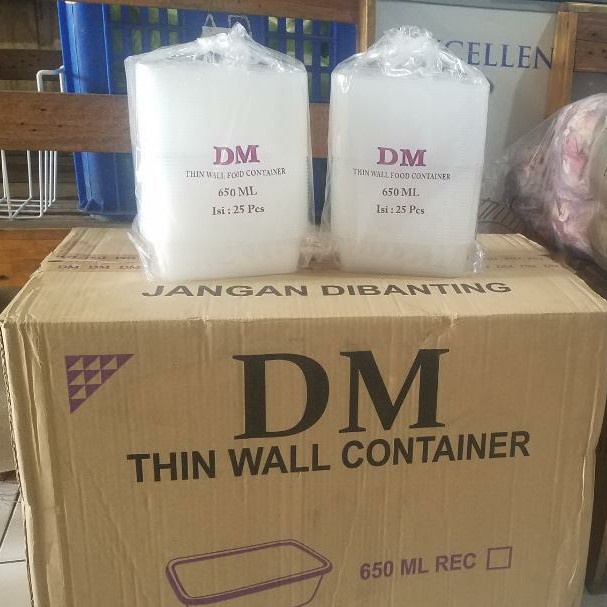 DM Thin Wall Food Container 650ml /16,5 x 11 x 4,5 Cm(Box Frozen) - isi 25pcs
