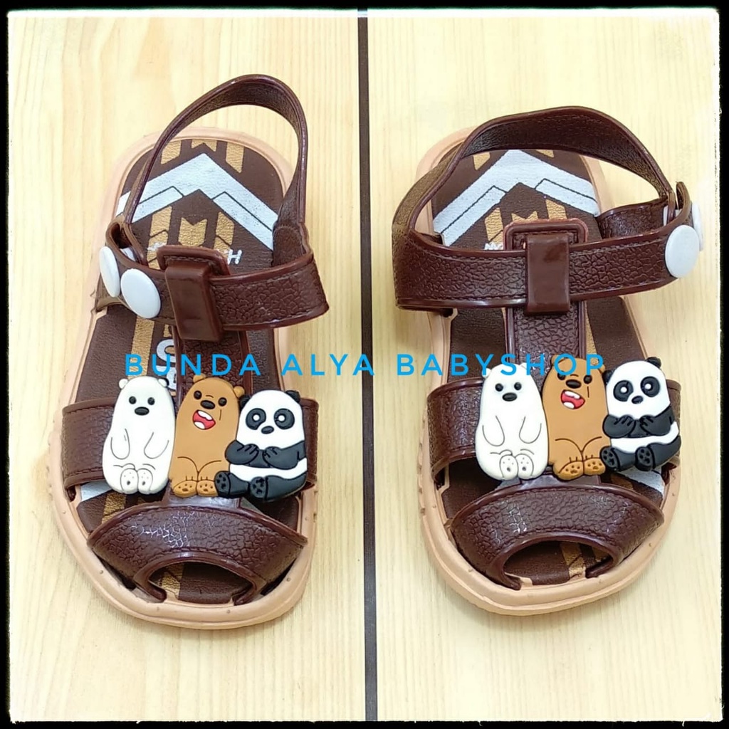 Sendal Anak Laki Laki Usia 6 Bulan 1 2 3 Tahun COKLAT Kartun Alas Karet - Sandal Anak Cowok Elastis Anti Licin Alas Karet Keren