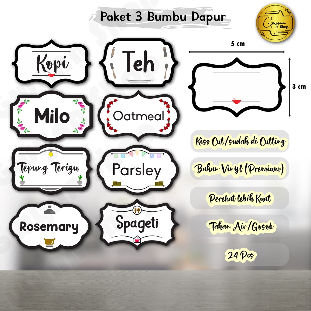 

Label Stiker Bumbu Dapur Waterproof (5x3 cm) Paket 3