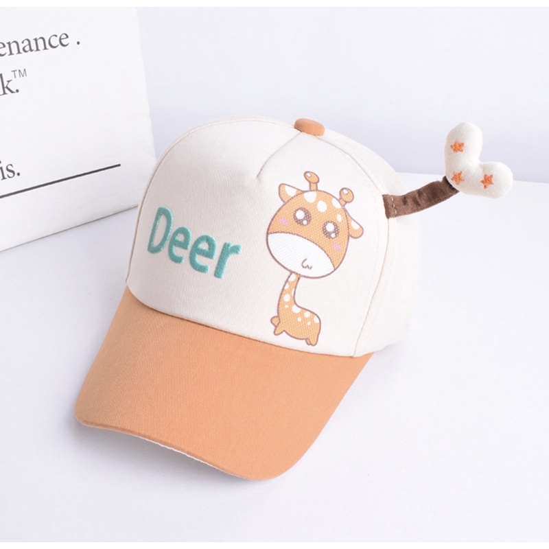 Topi Baseball Anak Bayi Balita Model Deer Giraffe love / Baby Baseball Hat-Beige